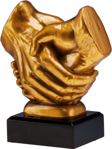 Statuetka odlewana złoty uścisk dłoni 17 cm - RFST2089_G.png