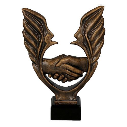 Statuetka odlewana uścisk dłoni i skrzydła brązowa - RFST3060..jpg