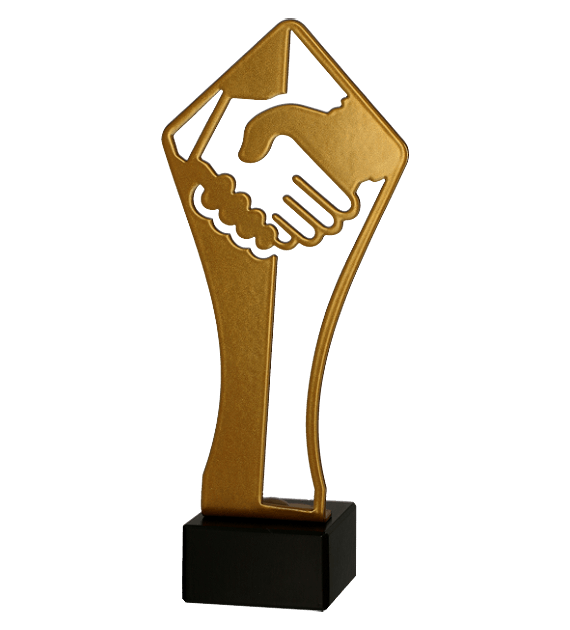 Nowoczesne trofeum metalowe ażurowy uścisk dłoni - ML-HUG-BOK.png