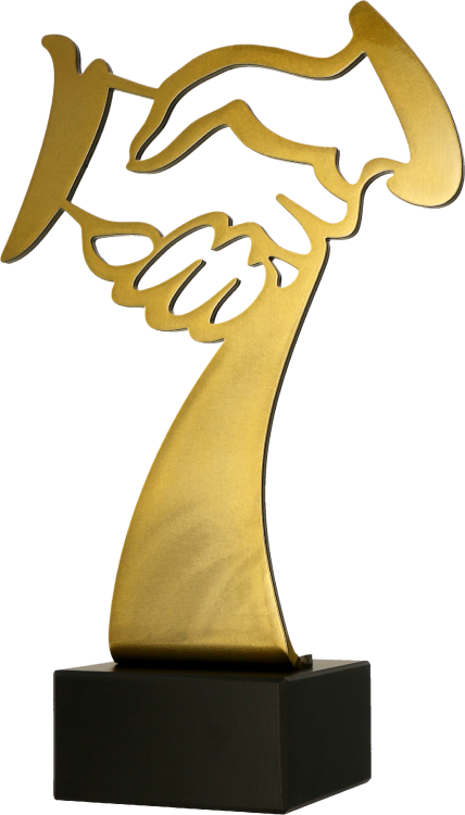 Duża statuetka metalowa uścisk dłoni Big Line 31 cm - BL-HUG.png