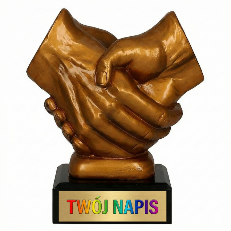 Mała statuetka okolicznościowa złote dłonie na drewnie - RFST2089-lux.png