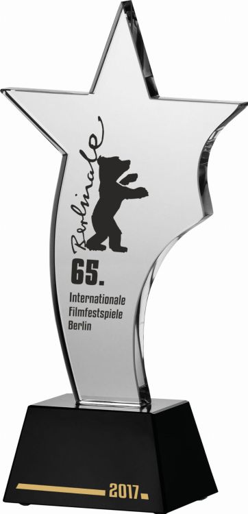 Trofeum szklane gwiazda z grawerem laserowym