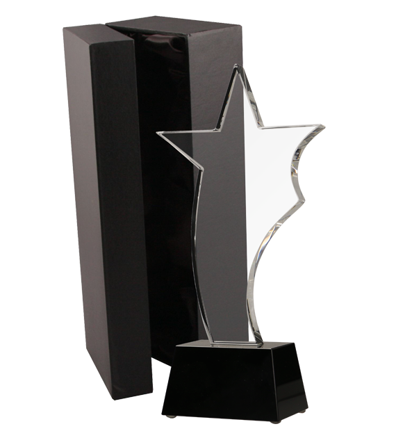 Statuetka szklana gwiazda w etui ozdobnym